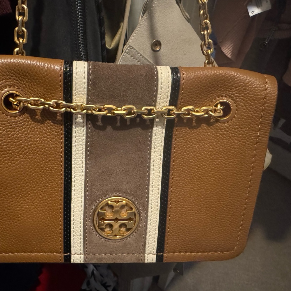 Tory Burch Brown and Tan wallet Chain Bag